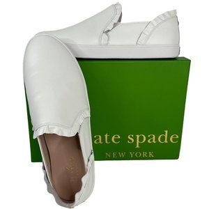 Kate Spade New, no. Lilly Sneakers Slip On Leather White Ruffles Women's 11M